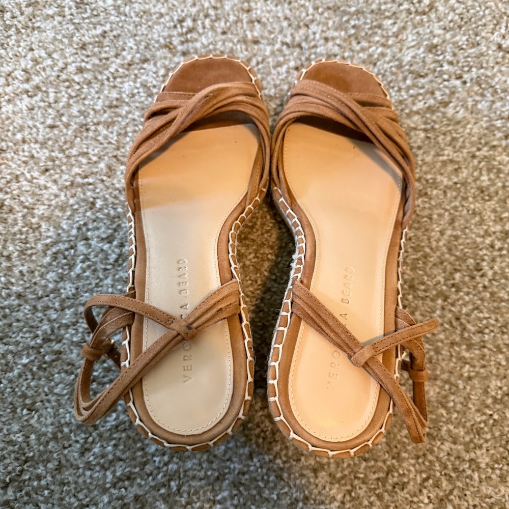 Veronica Beard Ravina Suede Espadrille wedge sandals 8 resort boho  vacation - Picture 5 of 8